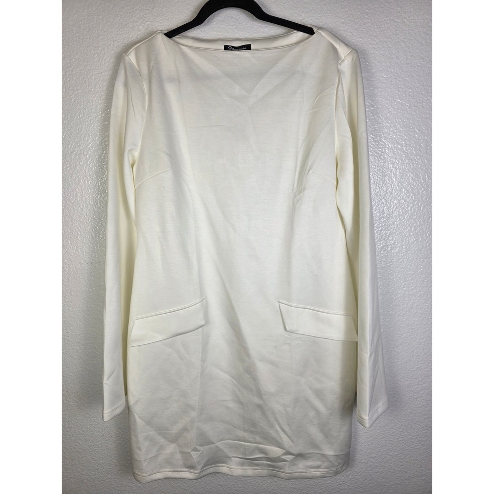 PrettyGarden Womens White Long Sleeve Boat Neck Mini Dress XL